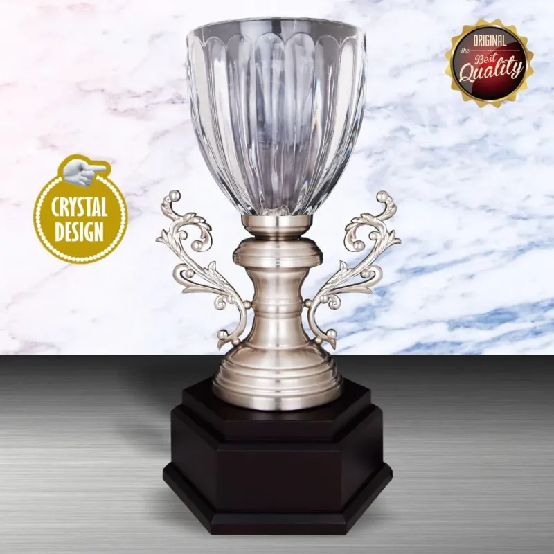 Exclusive White Silver Trophy with Crystal Vase WS6130 silver-finish metal white silver trophies product image