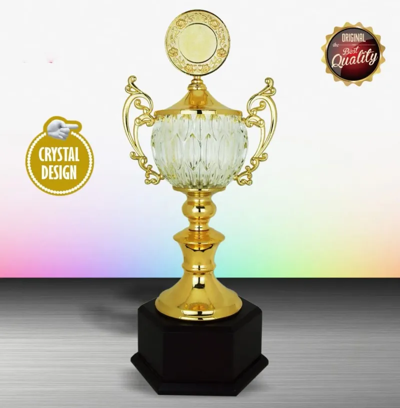 Exclusive White Silver Trophy with Crystal WS6134 silver-finish metal white silver trophies product image