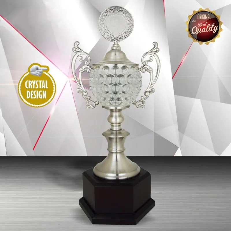 Exclusive White Silver Trophy with Crystal WS6135 silver-finish metal white silver trophies product image