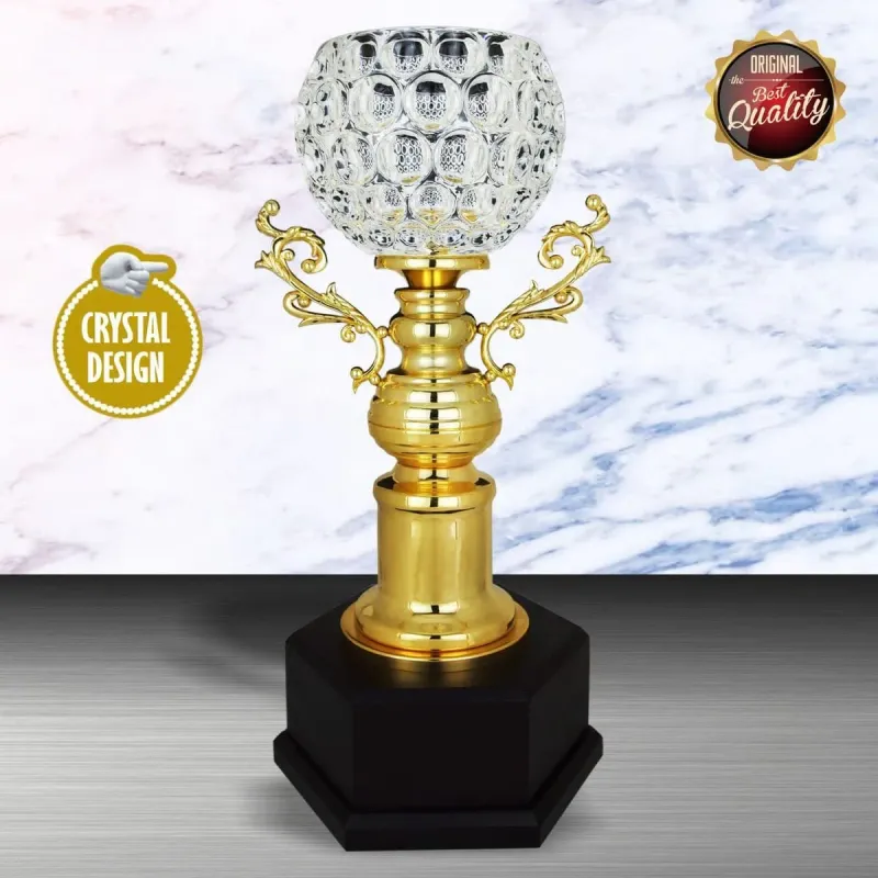 Exclusive White Silver Trophy with Crystal Bowl WS6136 silver-finish metal white silver trophies product image