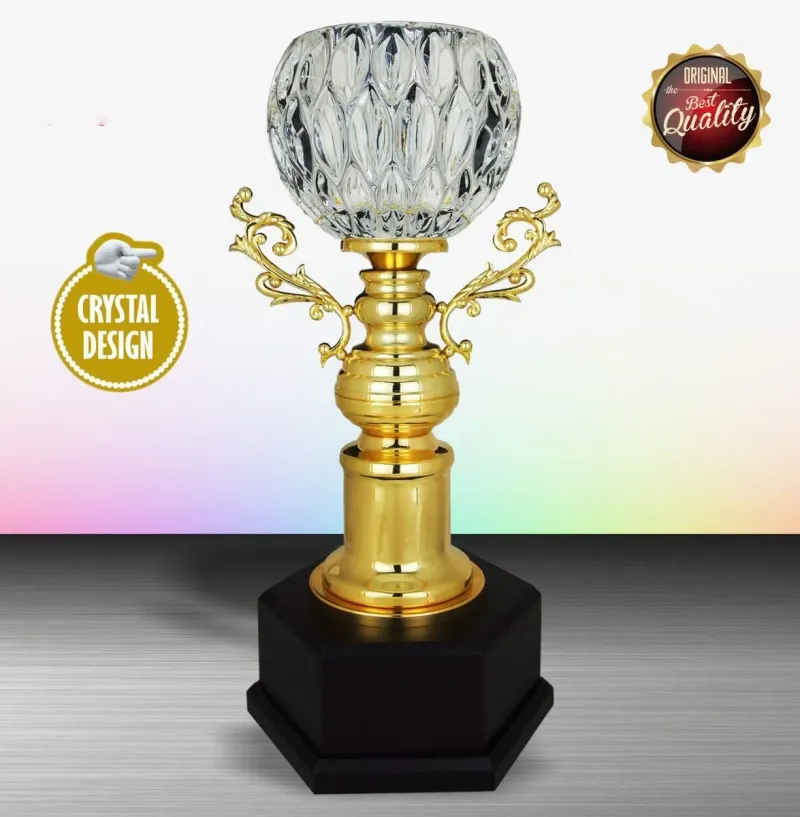 Exclusive White Silver Trophy with Crystal Bowl WS6137 silver-finish metal white silver trophies product image