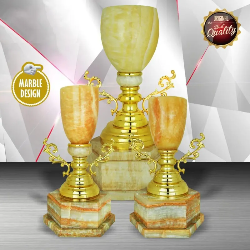 Exclusive White Silver Trophy with Marble WS6138 silver-finish metal white silver trophies product image
