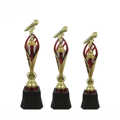 Plastic Microphone Trophy (GOLD RED) XT1712