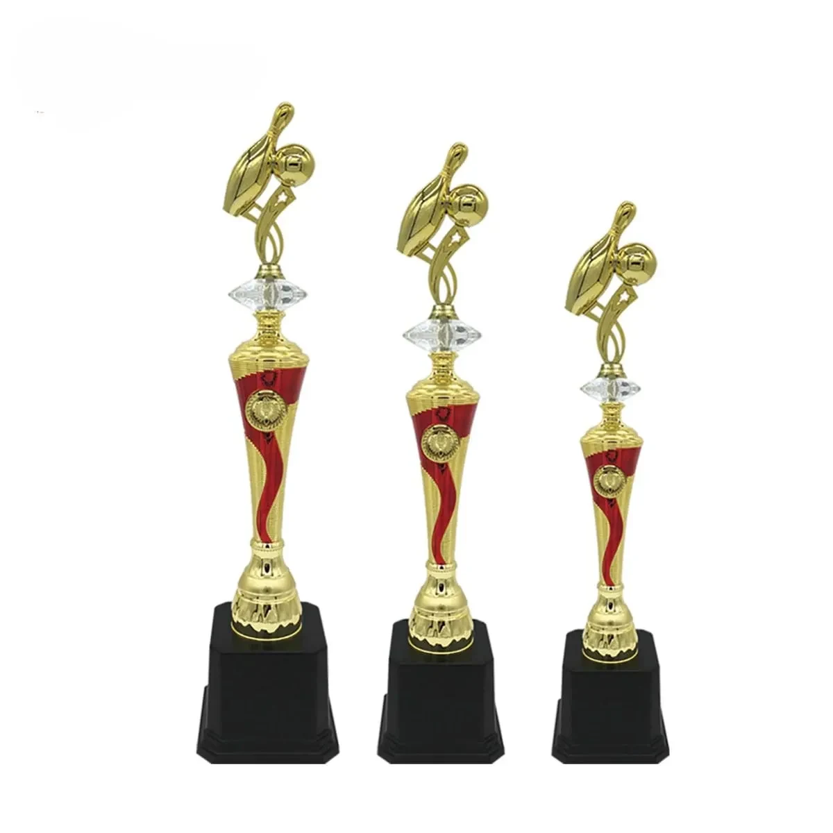 Plastic Bowling Trophy (GOLD RED) XT1904