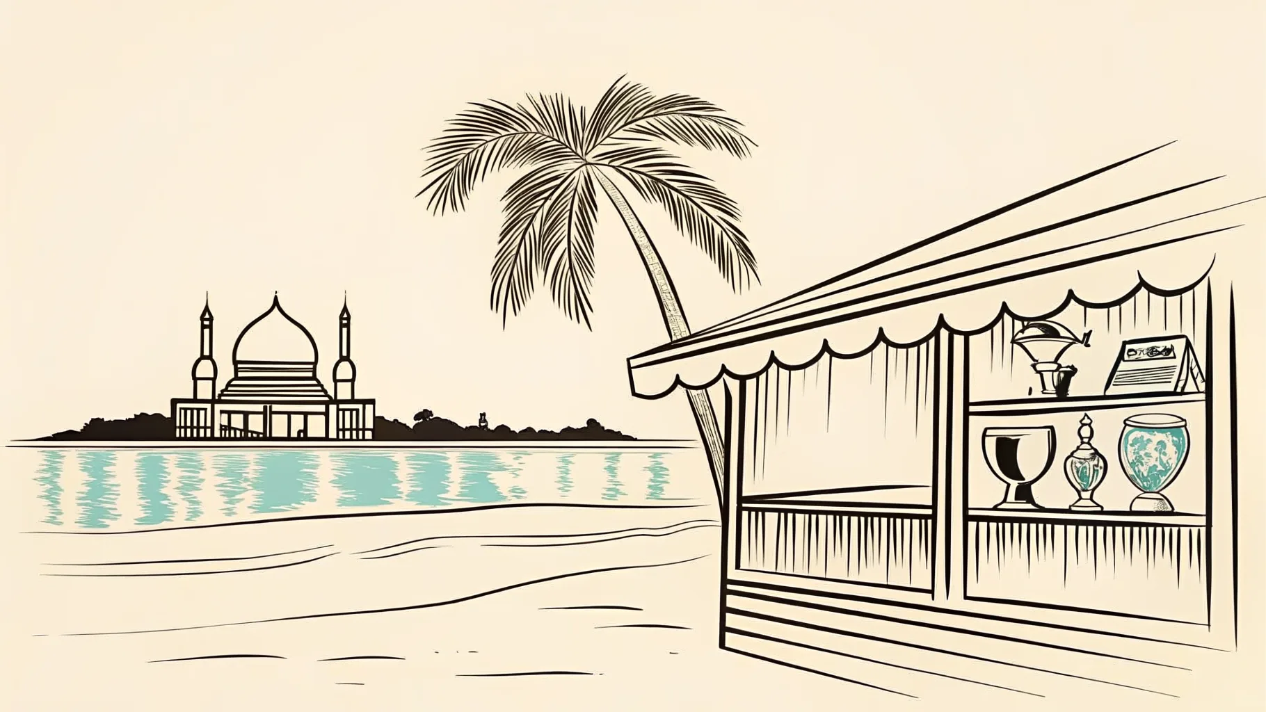 Brand-style illustration showing local landmarks of Kuantan, Pahang alongside a row of trophies and engraved corporate gifts.