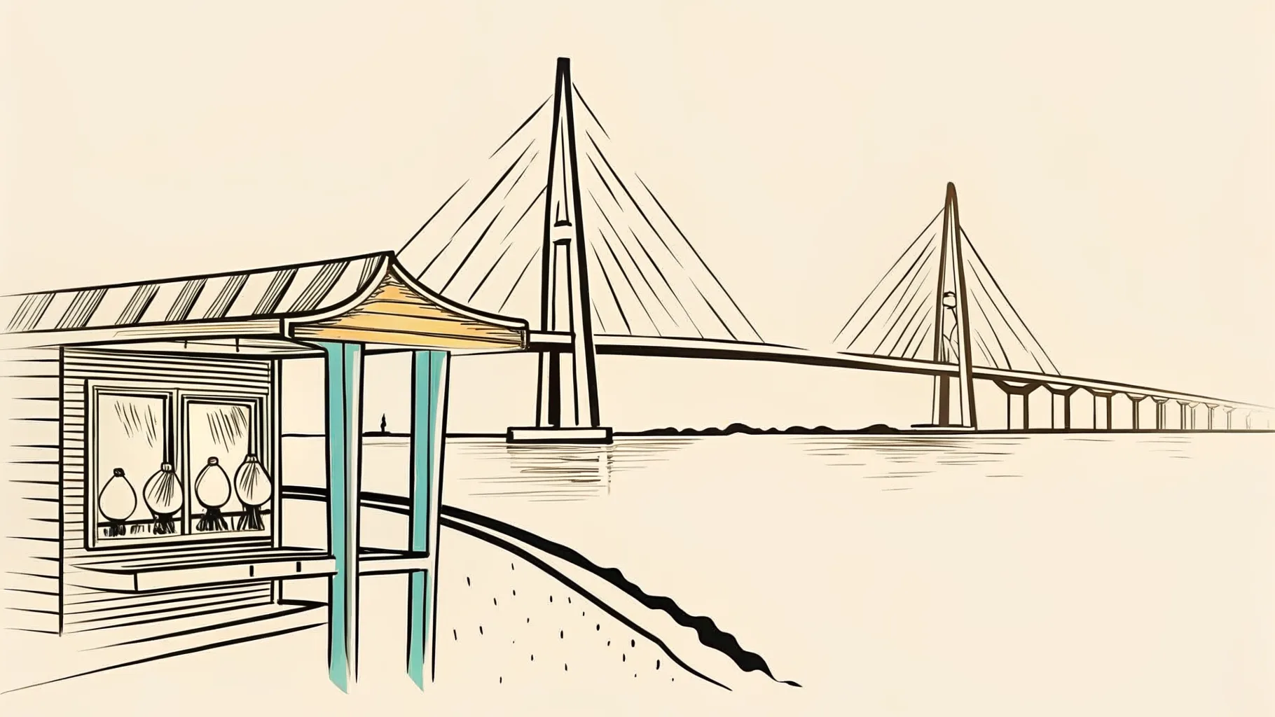 Brand-style illustration showing local landmarks of Penang, Pulau Pinang alongside a row of trophies and engraved corporate gifts.