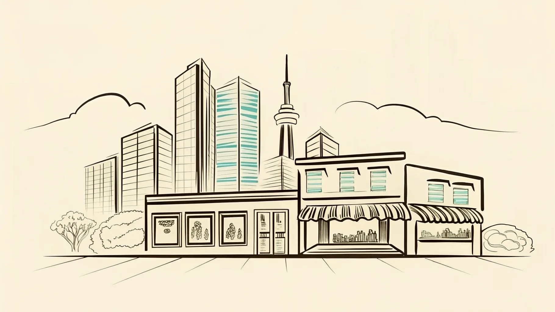 Brand-style illustration showing local landmarks of Petaling Jaya, Selangor alongside a row of trophies and engraved corporate gifts.