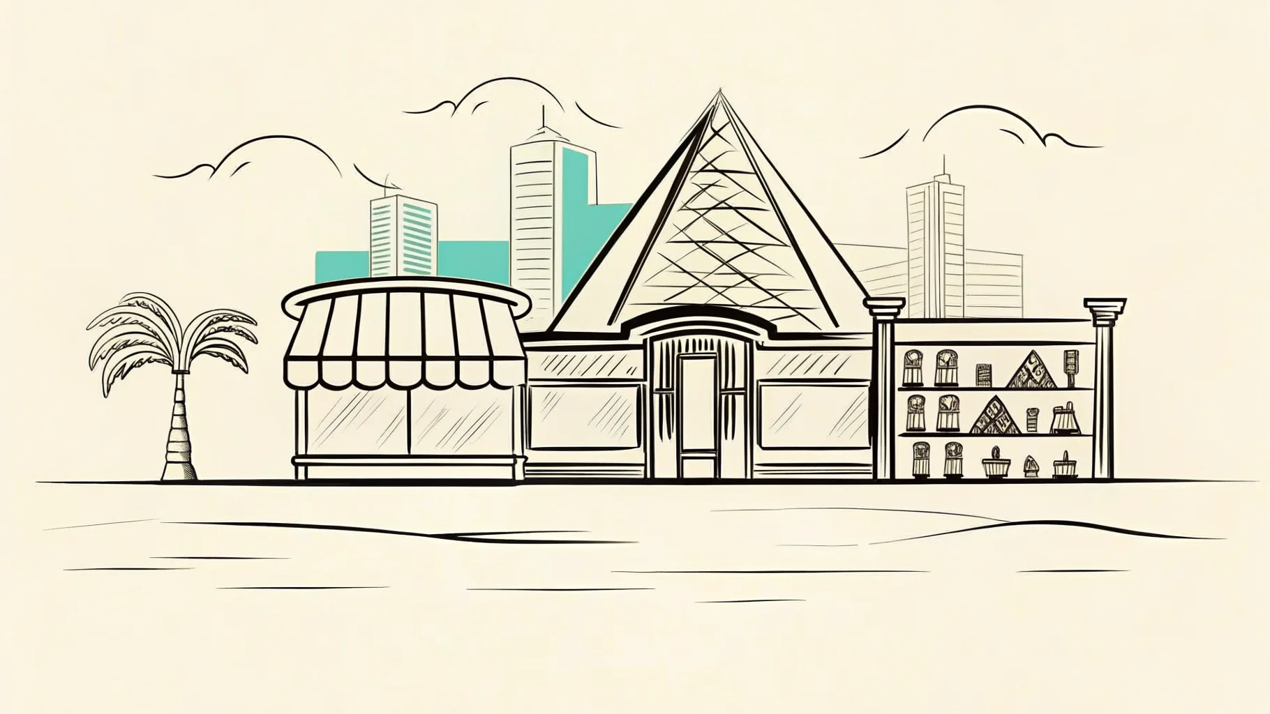 Brand-style illustration showing local landmarks of Subang Jaya, Selangor alongside a row of trophies and engraved corporate gifts.