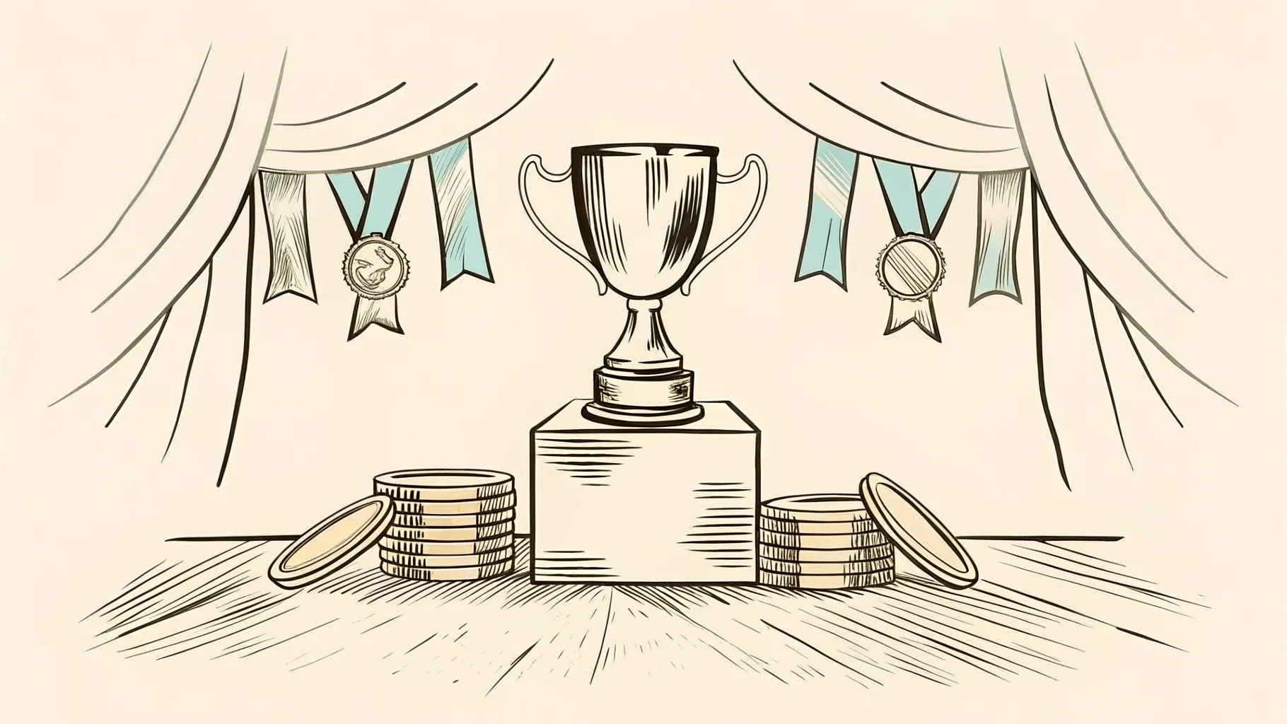 Brand-style illustration of trophy and medal malaysia arranged across acrylic, wooden, and crystal formats.